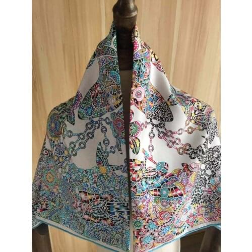 2021 new arrival winter spring classic design 100% real silk scarf twill hand made roll 90*90 cm shawl wrap for women lady