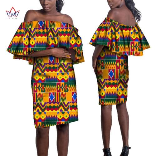 2021 BRW Women Sexy One Shoulder Dashiki Print Wax African No Sleeve Dress for Daily Wedding Party Ankara Long Dress WY1879
