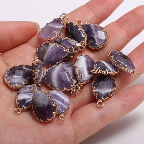 4 Pieces Natural Stone Pendants Water Drop Shape Faceted Amethysts Lace 13x23mm Charm for Jewelry Making DIY Necklace Bracelets