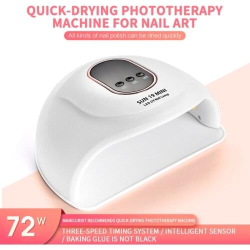 72/36W Mini Nail Lamp Smart Induction Dryer Phototherapy Nail Polish Lengthening Glue Baking Lamp Nail Dryer