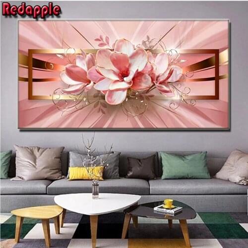 Large size 5d Diy Diamond Painting Orchid Pink flower diamond cross stitch mosaic embroidery diamond round square drill decor