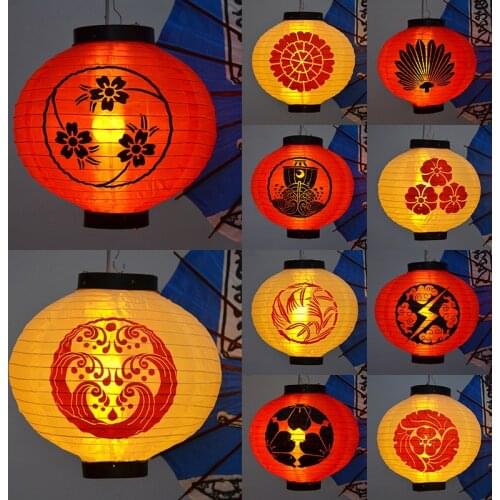 White Color Round Paper Lamp Japanese Style Silk Lantern High Quality Waterproof Silk Lamp Hanging Light Satin Pub House Decor