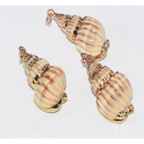 Free Shipping Gold Plating Natural Raw Sea Shell pendant 2018 girl rough yellow mother pearl shell charm necklaces pendant women