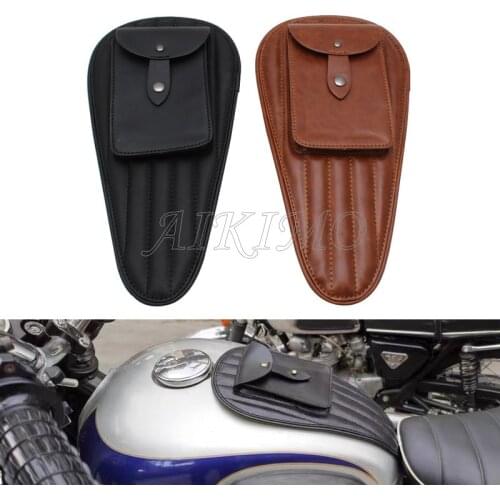 2colors Old School PU Leather Motorcycle Tank Chap Cover Panel Pad Bib Bra Bag Universal for Honda CG125 Harley Suzuki Triumph