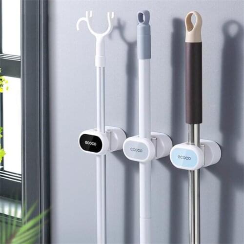 Mop Broom Holder Wall Mounted Household Adhesive Storage Hanger Mop Hook Racks Punch-free Bathroom Storage Tools Organizer