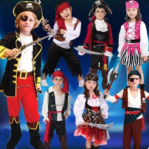 Childrens Day Pirates of the Caribbean Captain JACK Pirates Costume Party Cosplay Clothes Halloween Suit for Boys and Girls
