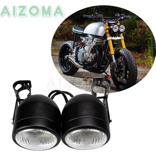 Dual Sport Motorcycles Dominator 4'' Headlight For Kawasaki Yamaha Suzuki XS CB GS GL Cafe Racer Double Head Light w/ Bracket