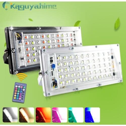 =(K)= Remote LED FloodLight 50W RGB 100W 220V RReflector Light Lamp Waterproof IP65 Outdoor Flood Light Garden LED RGB Spotlight