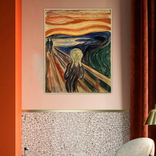 Scream, by Edvard Munch Canvas Art Oil Painting Artwork Aesthetic Picture Poster Wall Backdrop Hanging Decor Home Decoration
