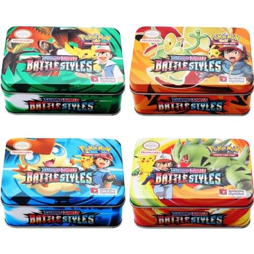 42pcs/set Pokemon Cards Iron Metal Box TAKARA TOMY Toys Battle Styles Game Chilling Reign Cartoon For Kids Christmas Gifts