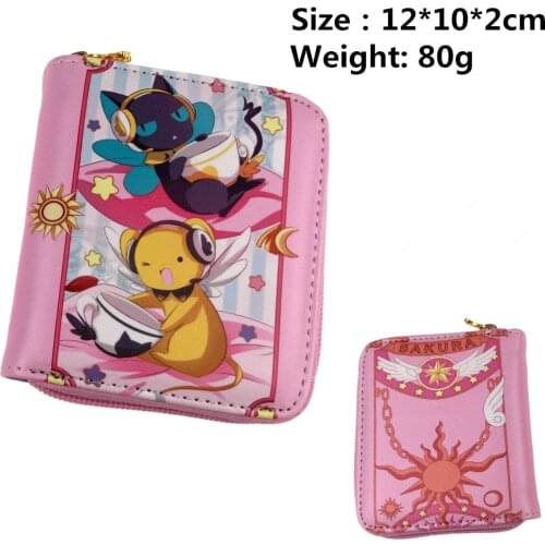 Anime Wallet Card Captor Sakura Cartoon Wallet Cardcaptor Sakura Kinomoto Leather Female Clutch Money Cards Zipper Cute Handbags