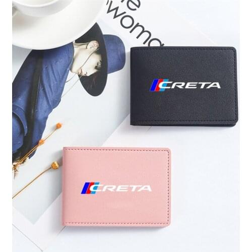 Car driver license premium hand-woven leather card holder fashion black pin For Hyundai creta Accessories
