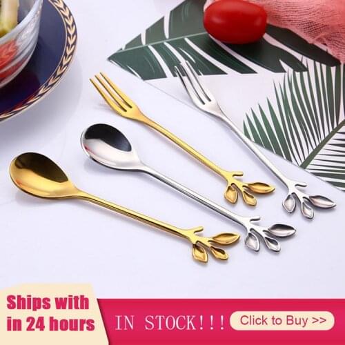 Creative Stainless Steel Spoon Branch Leaves Spoon Fork Coffee Spoon Christmas Gifts Kitchen Accessories Tableware Decoration