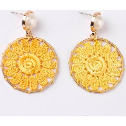 ZWPON Circle Tatting Lace Earrings for Women
