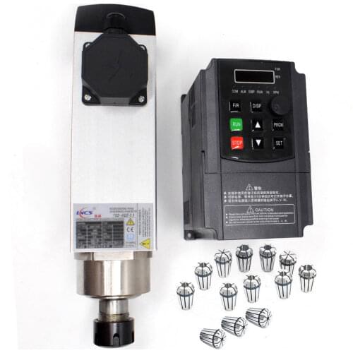1.5KW Air cooled Spindle Motor ER20 380V 18000rpm + 4KW VFD inverter AC Drive for CNC Machine