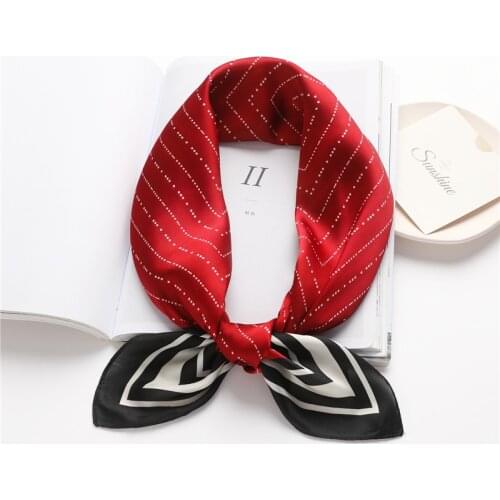 Square Scarf Women Silk Satin Print Neckerchief Hair Band Bag Foulard Muslim Headscarf Shawl Wrap Bandana Summer Scarves 70cm