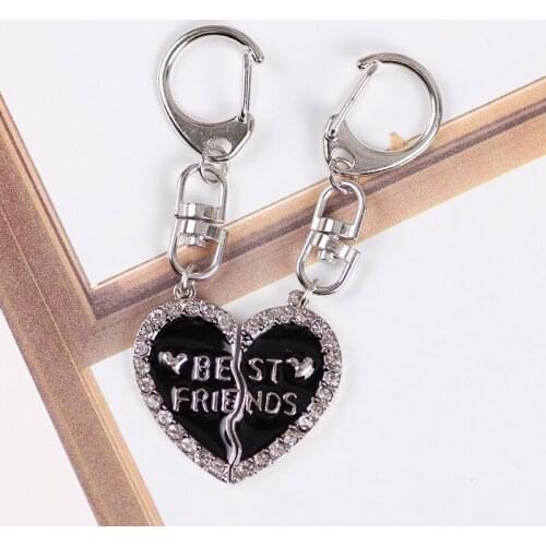 Two-piece Mens And Womens Fashion Backpack Keychain Heart-shaped Letter Alloy Chain Accessories BFF Friendship Jewelry 2020