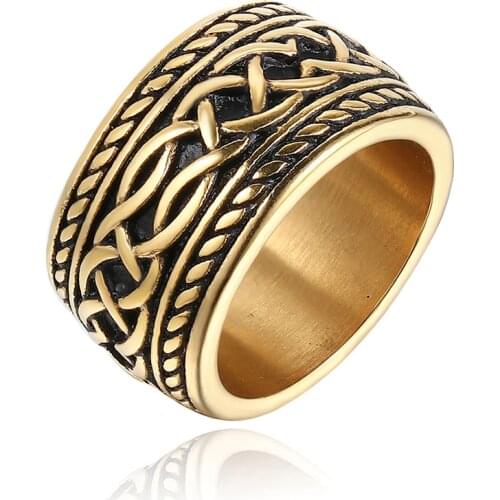Valily Men Celtic Knot Ring Stainless Steel Norse Viking Ring Retro Casting Male Rings Jewelry for Man Accessory