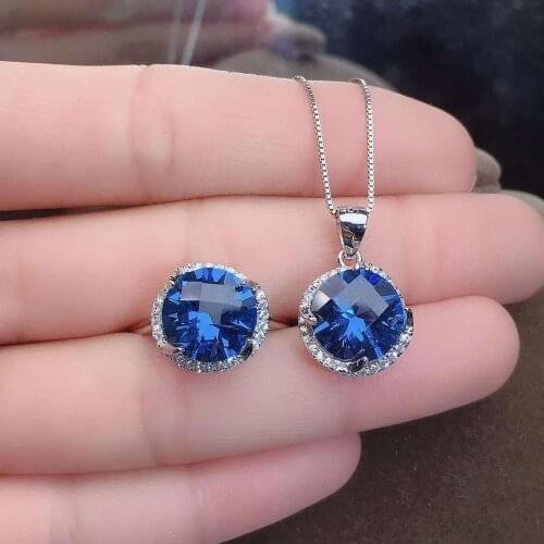 Real Natural Topaz jewelry set Natural Real Topaz 925 sterling silver 1pc pendant,1pc ring