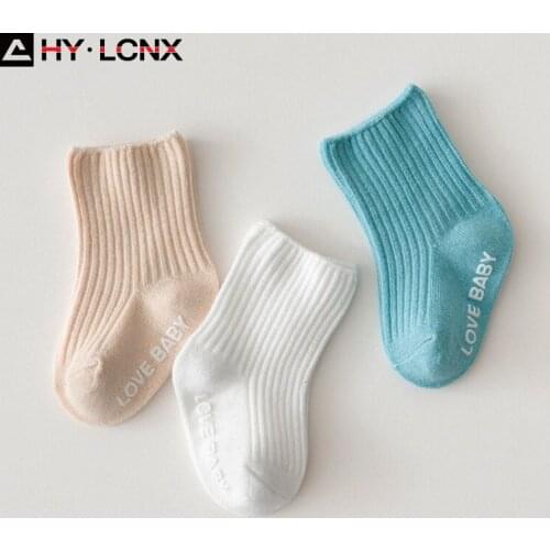 3 Pairs/Lot Autumn Winter Cotton Baby Floor Socks For Boy Girl Non-slip Boat Cute Stripes Sock Rubber Grips Spring Kids Clothes