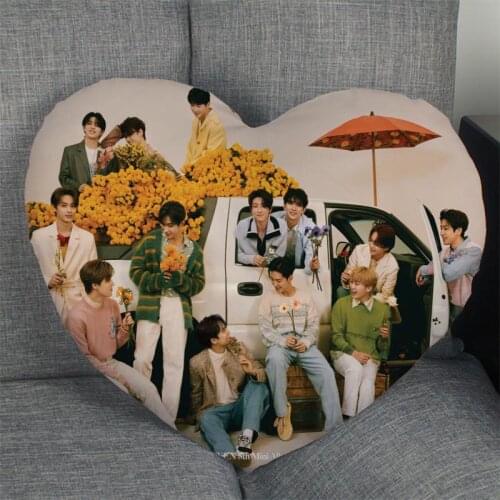 New Seventeen KPOP Pillowcase Heart Shape Satin Fabric Pillow Cover For Home Bedroom Wedding Decorate Pillow Cases 0622