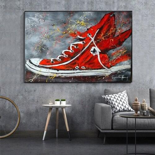 Modern Abstract Graffiti Red Sneakers Posters and Prints Canvas Paintings Wall Art Sports Shoes Pictures for Living Room Decor