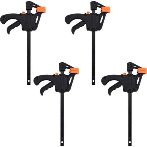 Plastic F Clamps Set 4-Piece, 100mm 4 inch Bar F Clamps Clip Grip Quick Ratchet Release Woodworking DIY Hand Tool Kit