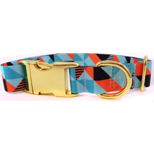 Customized Dog Collar Engraved Puppy ID Tag Rose Gold Collar Adjustable Outdoor Bohemian Style Pet Collar Leash Fabric