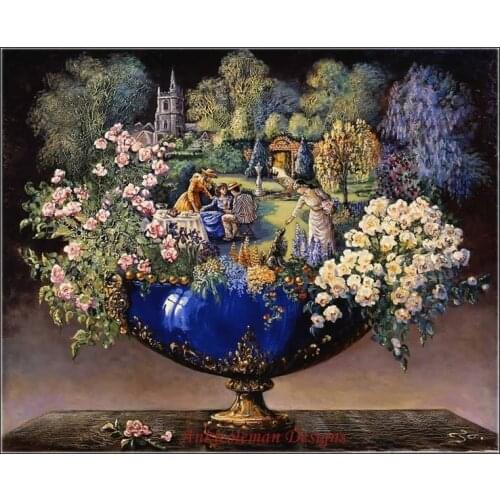 Needlework for Embroidery DIY DMC Quality Unprinted on fabric - Counted Cross Stitch Kit 14 ct Oil painting - Party on the Cup