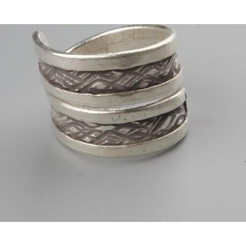 Handmade silver s925 pure silver wave Yintai texture wholesale opening ring