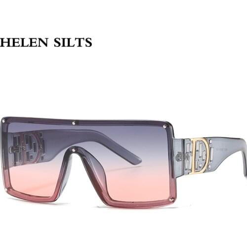 Fashion Cool One Piece Sunglasses Women Brand Square Shades Sun Glasses For Men Vintage Gradient Eyeglass oculos de sol UV400
