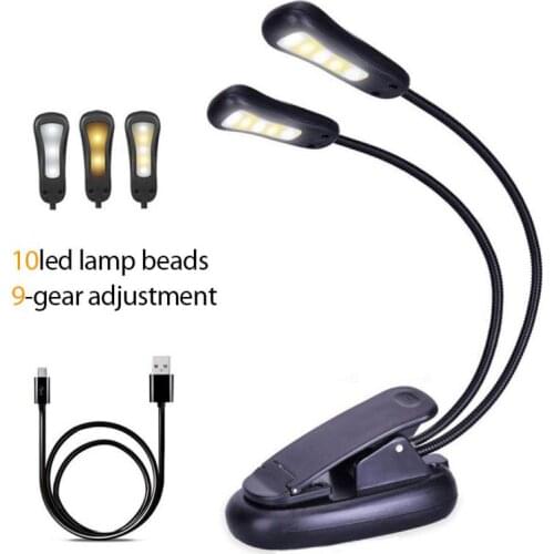 LED USB Book Light Rechargeable Reading Light Clip-on Book Lamp Dimmer Clip Table Desk Lamp Night Light Portable Clip Light