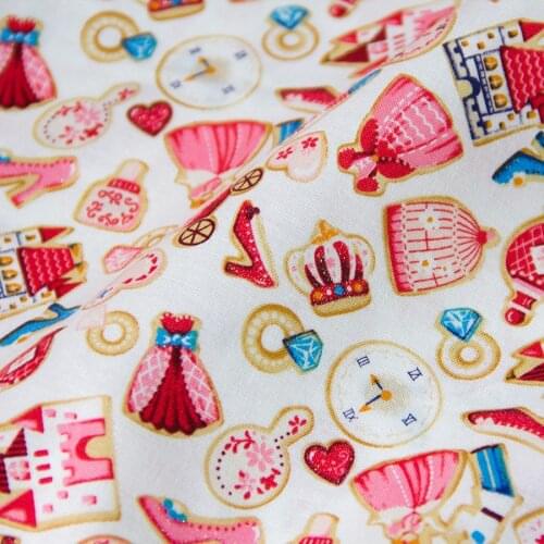 Half-Meter Japanese Cotton Fabric DIY Patchwork Fabrics Textile Quilting Cloth Fabric for sewing Snow White A From Japan