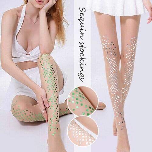 Women Sexy Shiny Pantyhose Chic Glitter Scale Elastic Ultra-thin Sequined Fashion Tights Nylon Trendy Mermaid Stockings