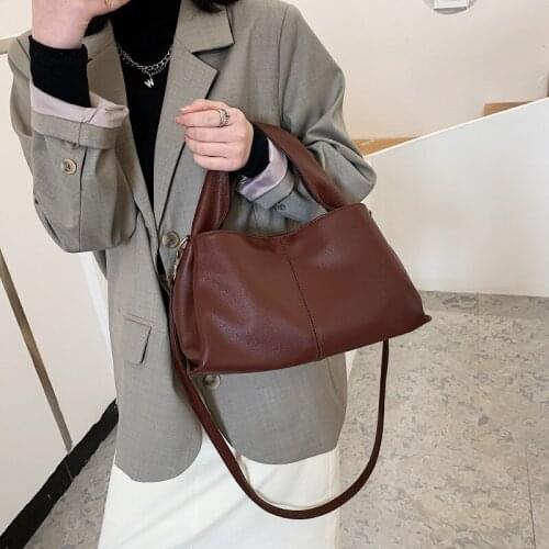 Women Soft Pu Leather Shoulder Bags Women Ruched Handbag Large Capacity Casual Travel Bag Crossbody Bags Lady Simple Tote Purse