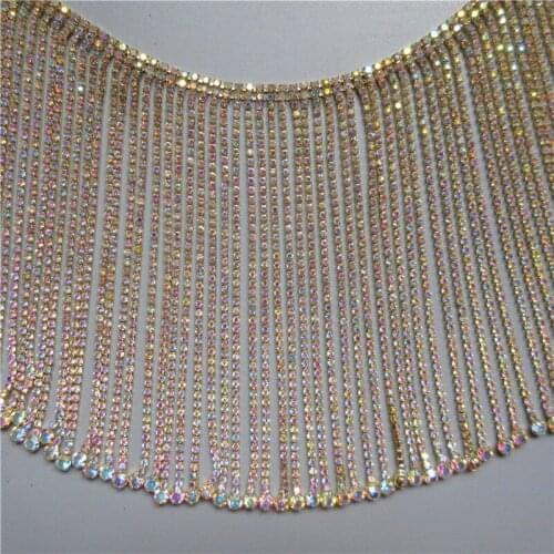 Rhinestone Crystal Chain Bling Diamante Lace Diamond Belt Trim Ribbon Necklace Applique Gem Sparkle Wedding Dress 14cm Width