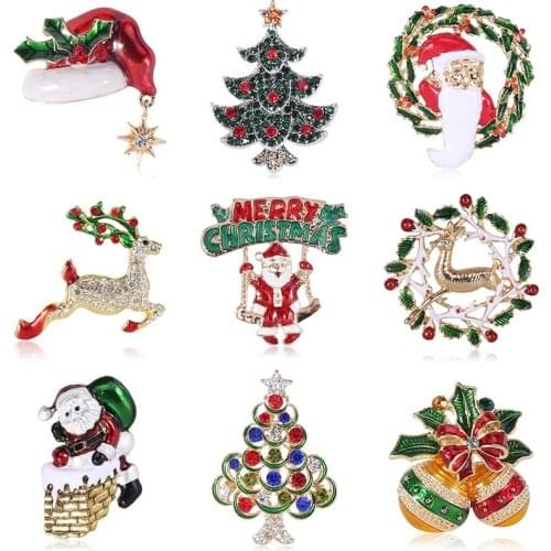 1Pcs Christmas Tree Animal Santa Claus Brooches for Women Merry New Year Pins Gift Sweater Dress Accessories Jewelry