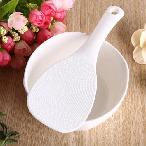 2Pcs Kitchen Non Stick Rice Paddle Hand Roll Spoons White Plastic Meal Spoon Home Kitchen Tools