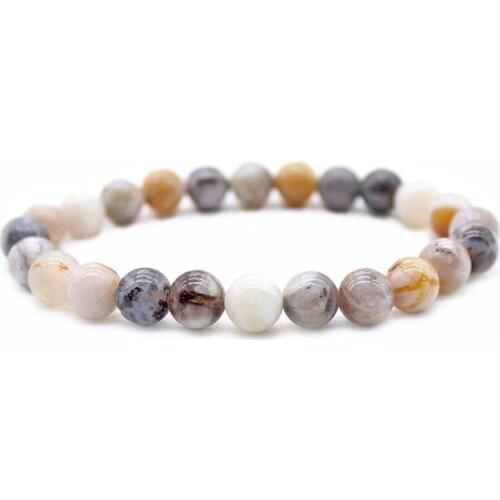 2020 Luck 6 8 10 12MM Yellow White Agat Natural Stone Beads Bracelets for Women Men Elastic Rope Yoga Bracelet