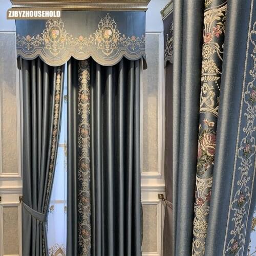 2021 European Style Curtains for Living Room and Bedroom Semi- Shading Floor Curtains Bedroom Balcony Luxury Curtains Cortina