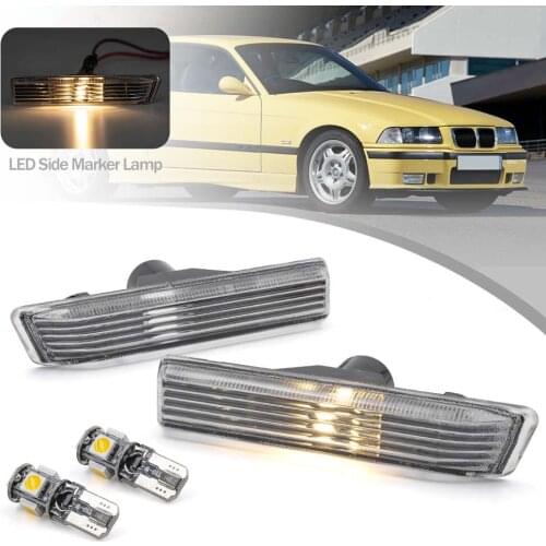 2X Amber LED Side Marker Lights Fender Lamps OEM Shells For BMW 3 Series E36 M3 LCI 318i 318is 318ti 323is 328is X5 E53 1996