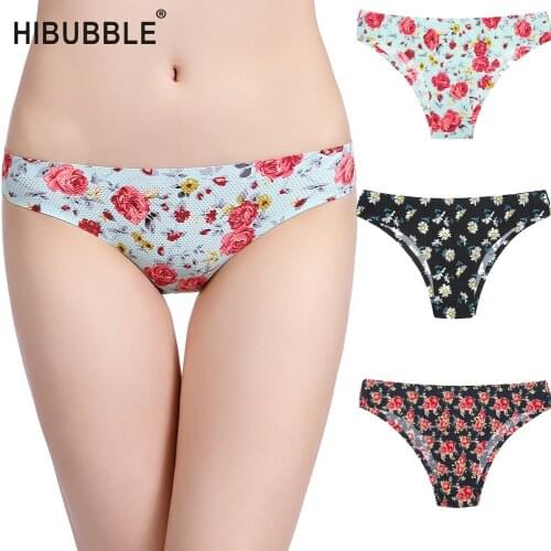 3Pcs/Lot Flower Print Panties Women Plus Size Underwear Women Sexy Lowe-Rise Panties Mesh Breathable Tangas Seamless Briefs