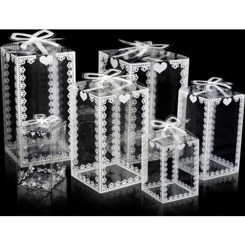 5PCS Clear PVC Transparent Box Gift Packing Wedding Favor Cake Boxes Candy Chocolate Event Party Birthday Decorations