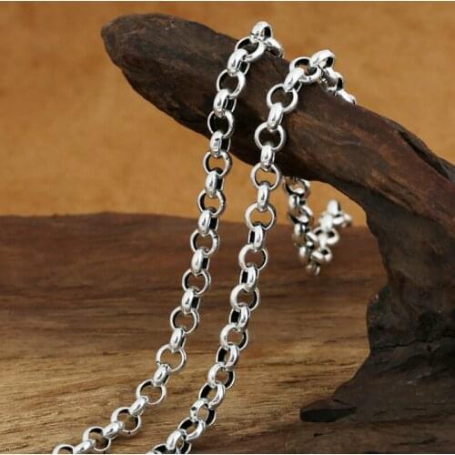 6mm loop link Solid 925 Sterling Silver Mens CHAIN NECKLACE JEWELRY A4832