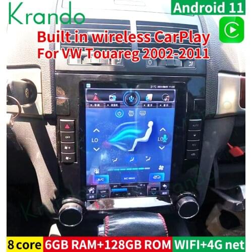 Krando Android 9.0 6G 128G 12.1" Tesla Vertical Screen Car Radio GPS For VW Volkswagen Touareg 2002-2011 Head Unit Carplay