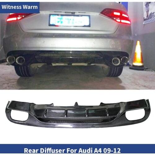 Auto car Carbon Fiber/FRP Rear Bumper four outlet Exhaust Diffuser Lip Spoiler For Audi A4 B8 Sline Sport bumper Splitter 09-12