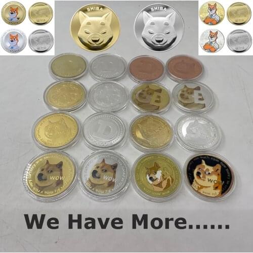 More High Quality Beautiful WOW Gold Plated Dogecoin To The Moon SHIBA SHIB Token Coin Cute Dog Souvenir Collection Gifts