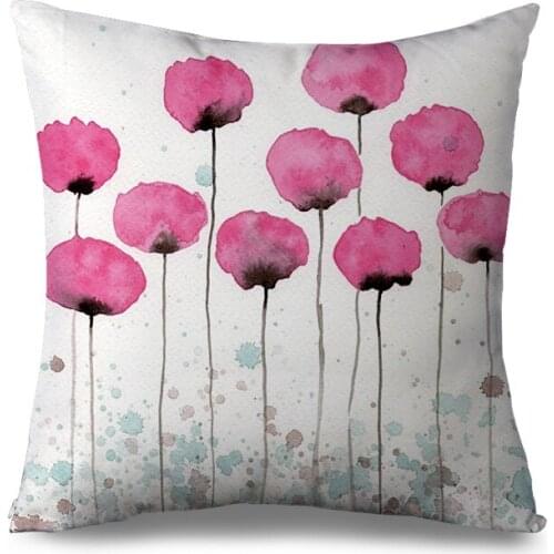 Beautiful floral Printed design pillow case, White pink with Yellow Botanical Flowers Green Leaves throw pillow cover