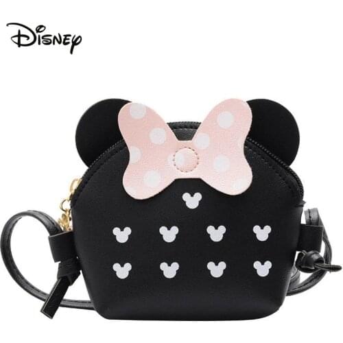 Disney cartoon Minnie Mickey PU wallet childrens female decorative bag shoulder bag diagonal bag mobile phone bag coin purse