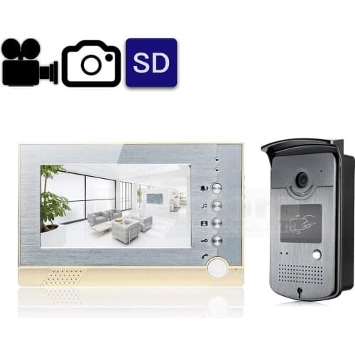 DIYSECUR Video Record / Photograph 7 inch Wired Video Door Phone Intercom Home Security System RFID Camera LED Night Vision